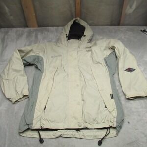 Columbia Jacket Womens Small White Hooded Waterproof Pack Wind Rain 3in1 Shell